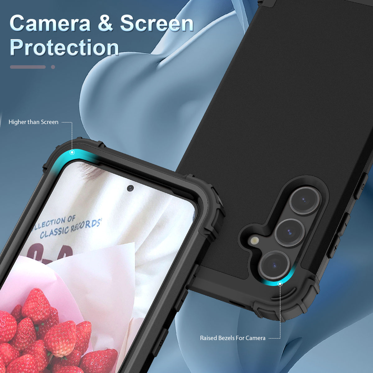 L-Style For Samsung Galaxy S24+ Case Drop-proof PC + Silicone Protective Back Cover -  Black+Black