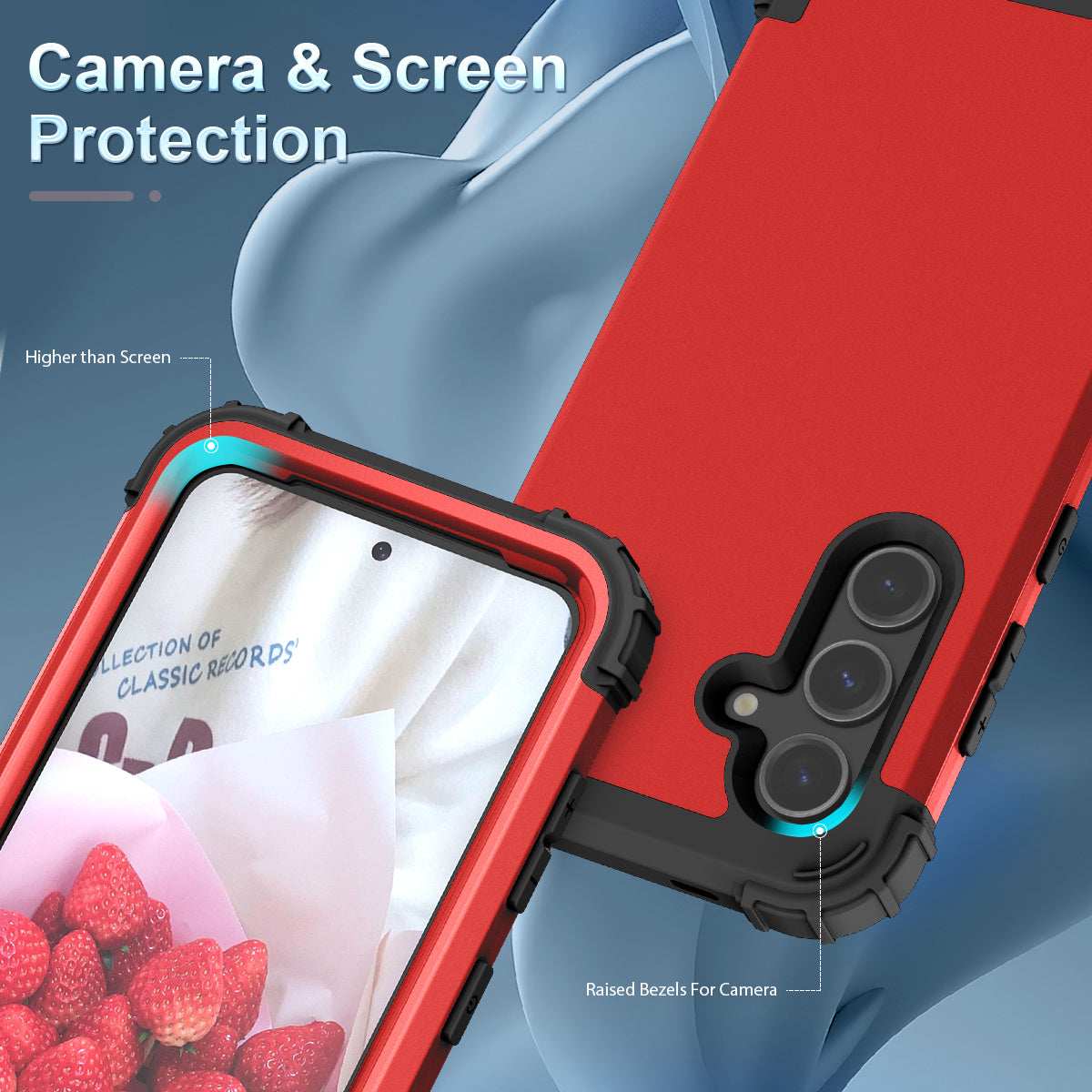 L-Style For Samsung Galaxy S24+ Case Drop-proof PC + Silicone Protective Back Cover - Red+Black