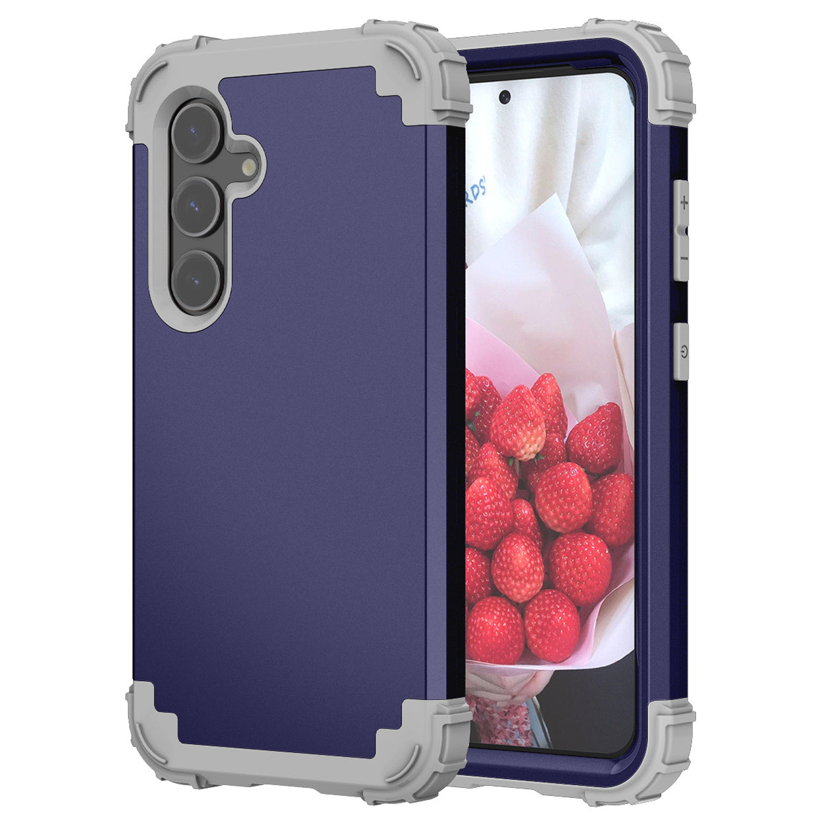 L-Style For Samsung Galaxy S24+ Case Drop-proof PC + Silicone Protective Back Cover - Navy Blue+Dark Grey