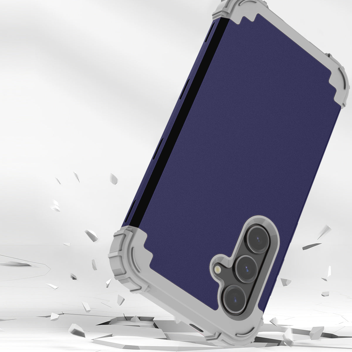L-Style For Samsung Galaxy S24+ Case Drop-proof PC + Silicone Protective Back Cover - Navy Blue+Dark Grey