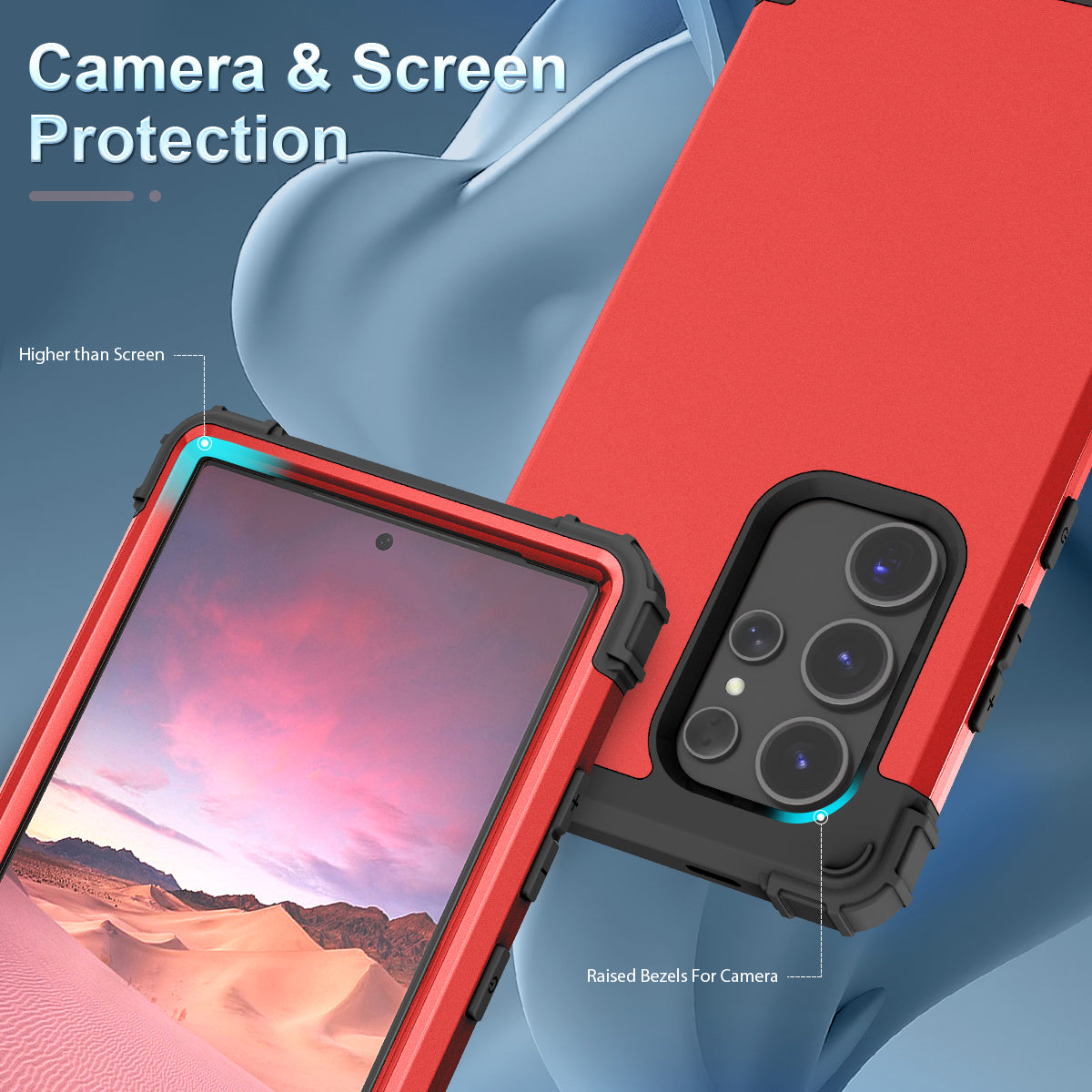 L-Style Phone Cover for Samsung Galaxy S24 Ultra Shell Scratch-resistant PC + Silicone Case - Red+Black
