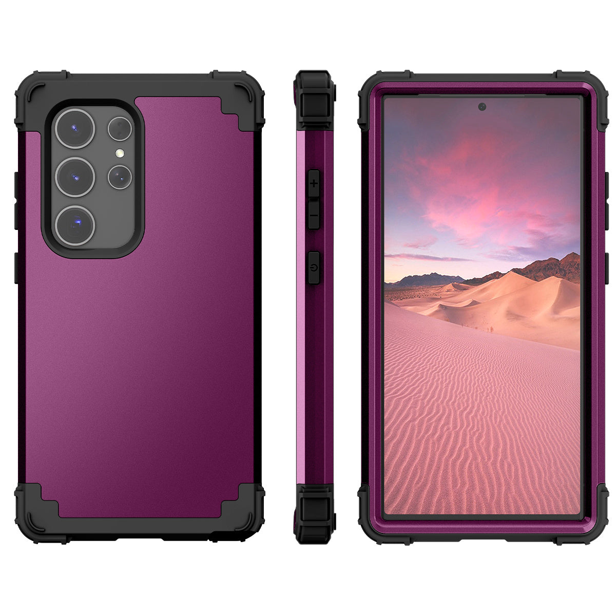 L-Style Phone Cover for Samsung Galaxy S24 Ultra Shell Scratch-resistant PC + Silicone Case - Dark Purple+Black