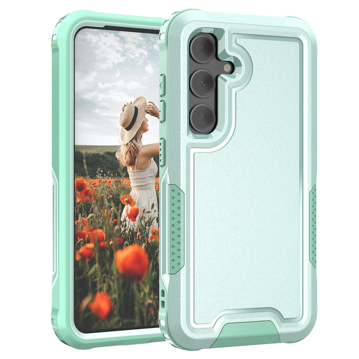 Style F1 For Samsung Galaxy S24+ Back Case Drop-proof PC + TPU Phone Cover - Mint Green