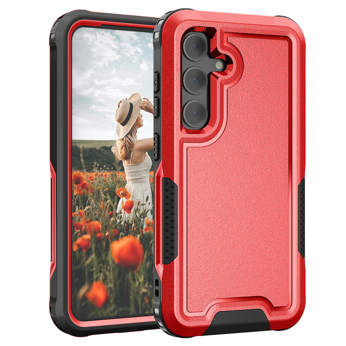 Style F1 For Samsung Galaxy S24+ Back Case Drop-proof PC + TPU Phone Cover - Red
