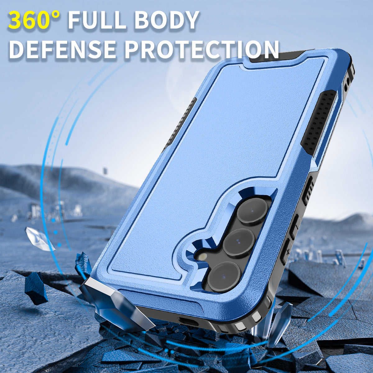 Style F1 For Samsung Galaxy S24+ Back Case Drop-proof PC + TPU Phone Cover - Blue