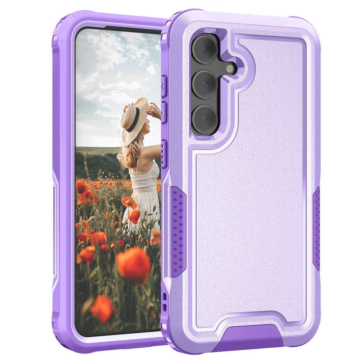 Style F1 For Samsung Galaxy S24+ Back Case Drop-proof PC + TPU Phone Cover - Purple
