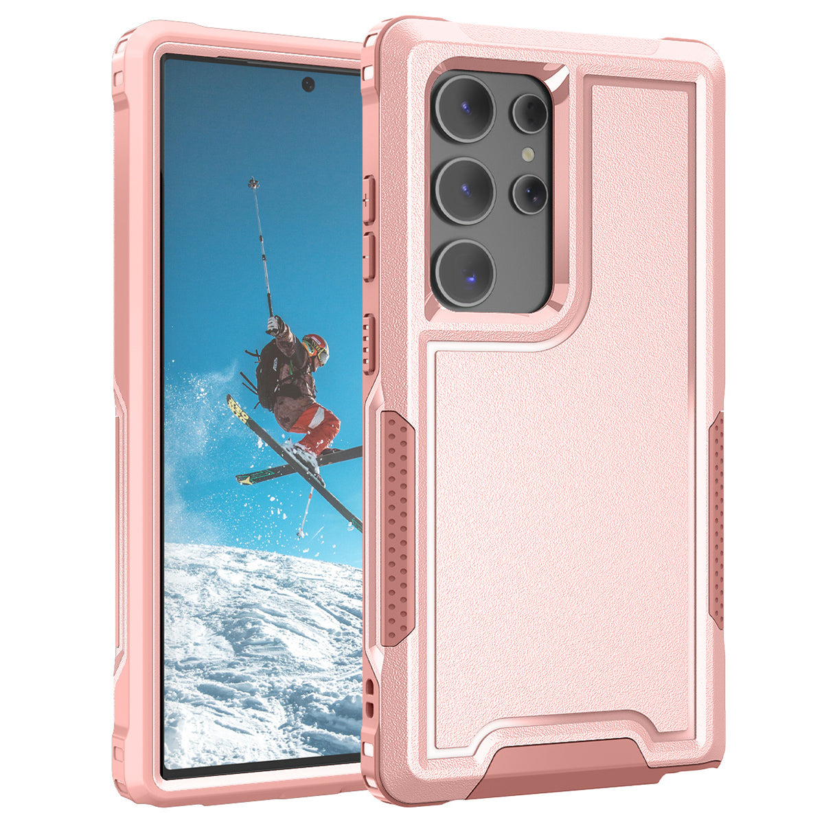 Style F1 For Samsung Galaxy S24 Ultra Case Scratch-resistant  PC + TPU Phone Back Shell - Pink
