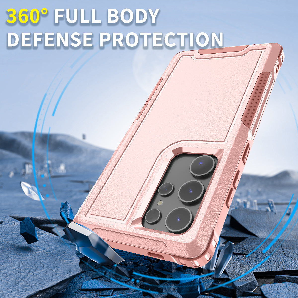 Style F1 For Samsung Galaxy S24 Ultra Case Scratch-resistant  PC + TPU Phone Back Shell - Pink