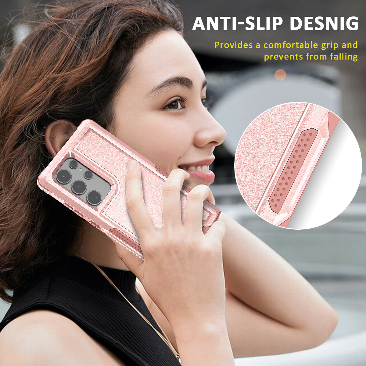 Style F1 For Samsung Galaxy S24 Ultra Case Scratch-resistant  PC + TPU Phone Back Shell - Pink