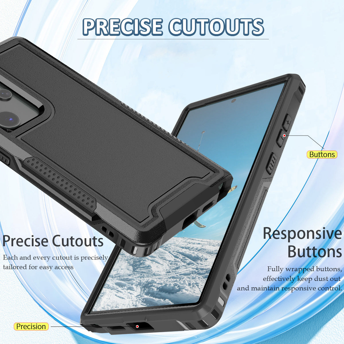 Style F1 For Samsung Galaxy S24 Ultra Case Scratch-resistant  PC + TPU Phone Back Shell - Black