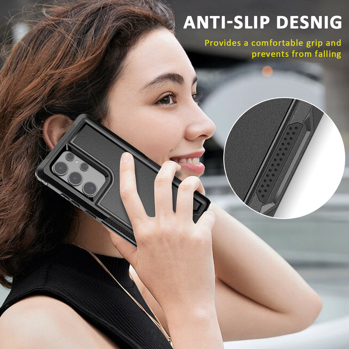 Style F1 For Samsung Galaxy S24 Ultra Case Scratch-resistant  PC + TPU Phone Back Shell - Black