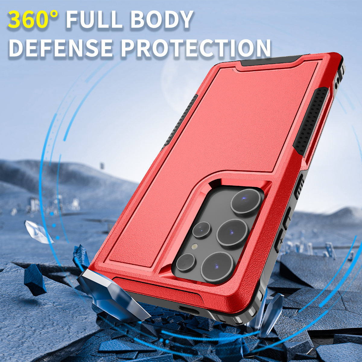 Style F1 For Samsung Galaxy S24 Ultra Case Scratch-resistant  PC + TPU Phone Back Shell - Red