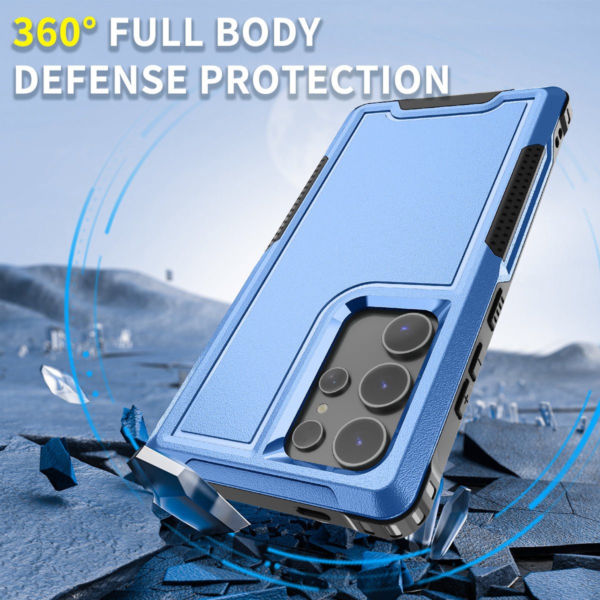 Style F1 For Samsung Galaxy S24 Ultra Case Scratch-resistant  PC + TPU Phone Back Shell - Blue