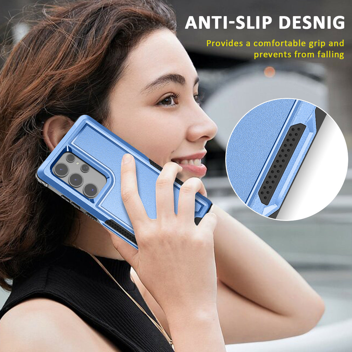 Style F1 For Samsung Galaxy S24 Ultra Case Scratch-resistant  PC + TPU Phone Back Shell - Blue