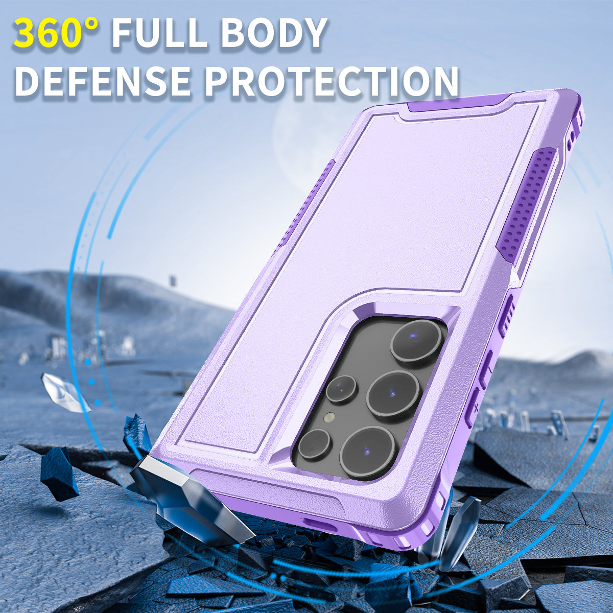 Style F1 For Samsung Galaxy S24 Ultra Case Scratch-resistant  PC + TPU Phone Back Shell - Purple