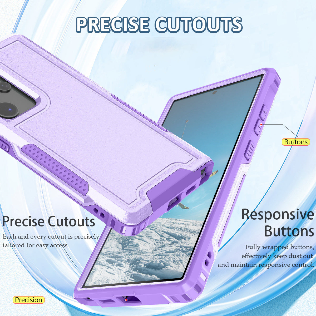 Style F1 For Samsung Galaxy S24 Ultra Case Scratch-resistant  PC + TPU Phone Back Shell - Purple