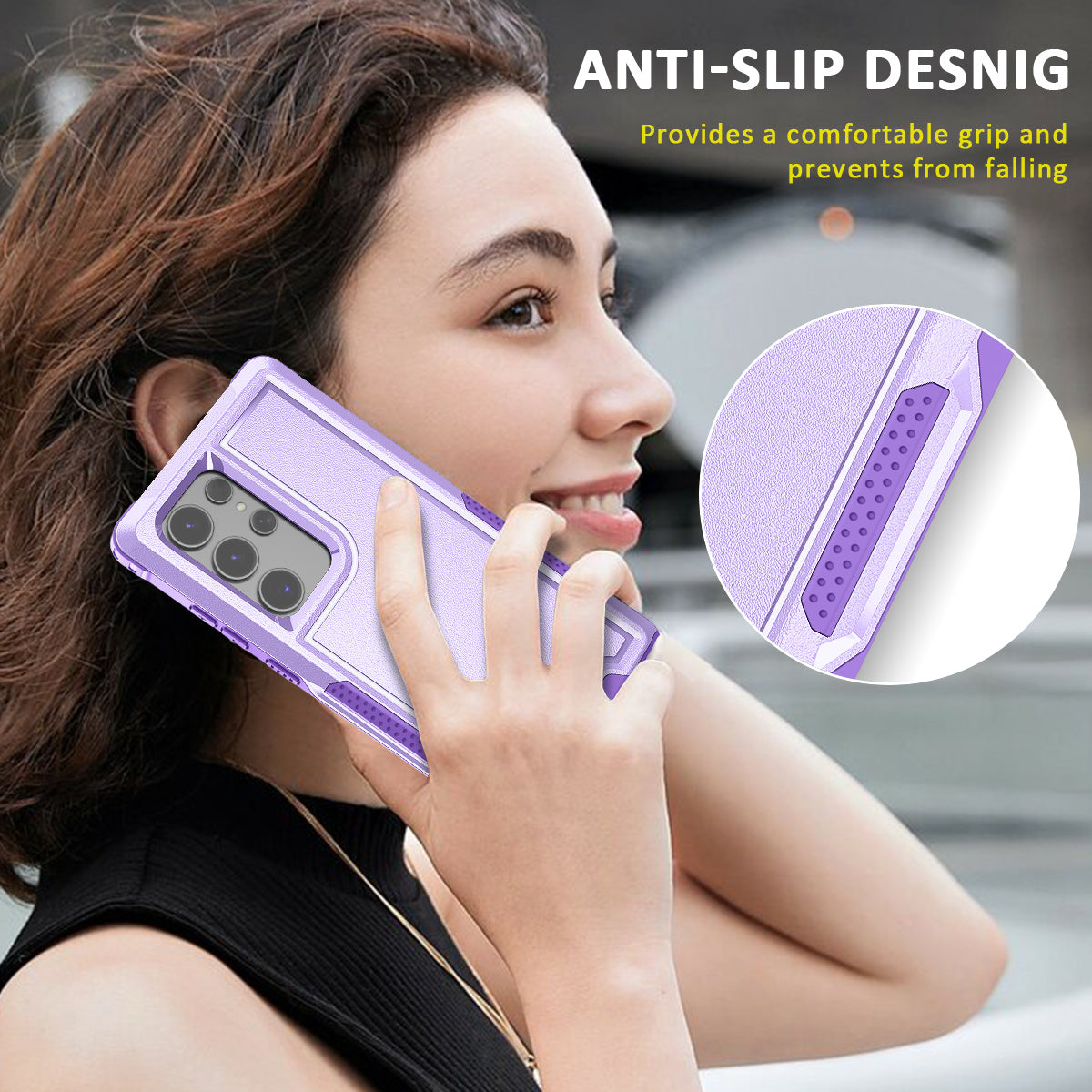 Style F1 For Samsung Galaxy S24 Ultra Case Scratch-resistant  PC + TPU Phone Back Shell - Purple
