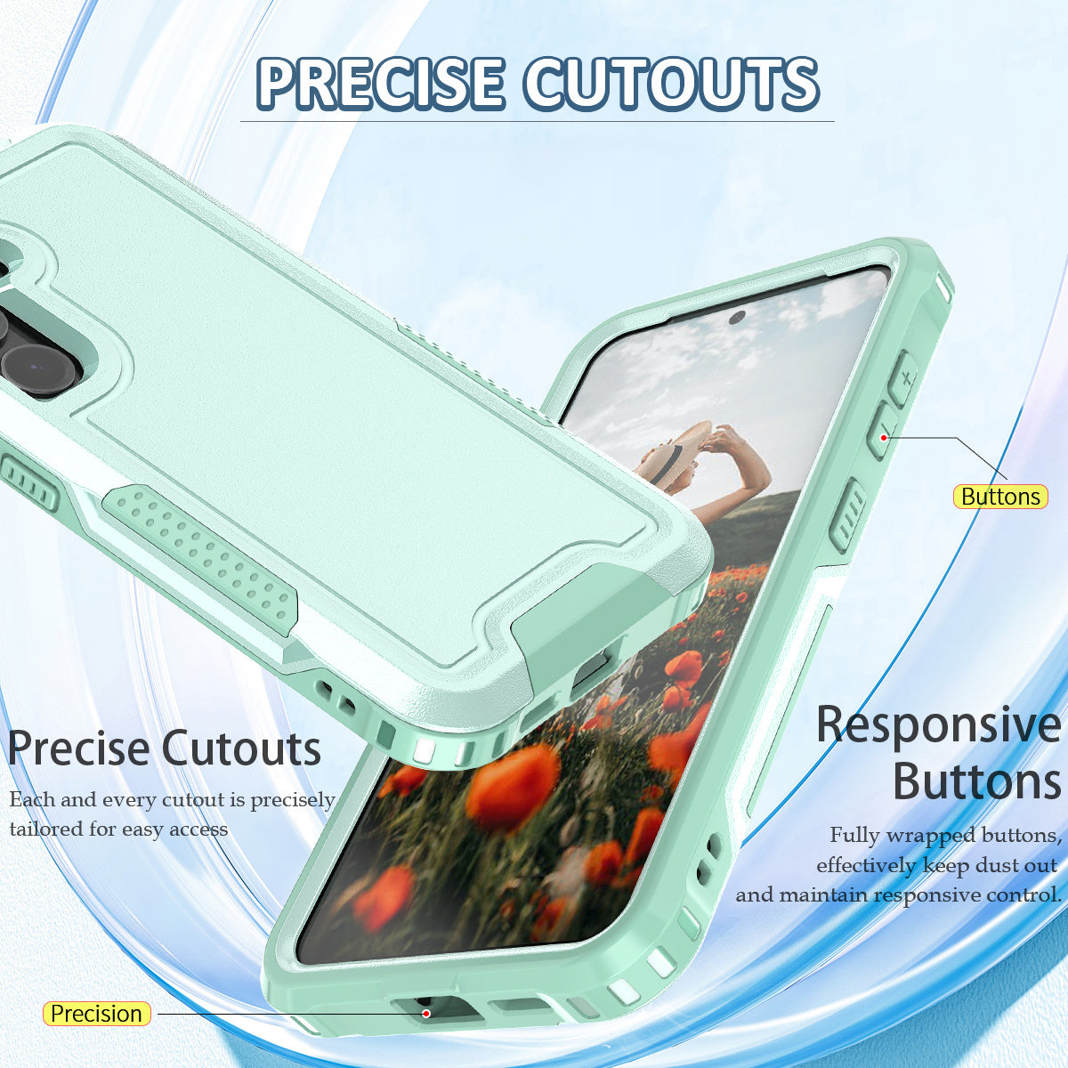 Style F1 For Samsung Galaxy S24 PC + TPU Case Anti-skid Shockproof Protective Cover - Mint Green