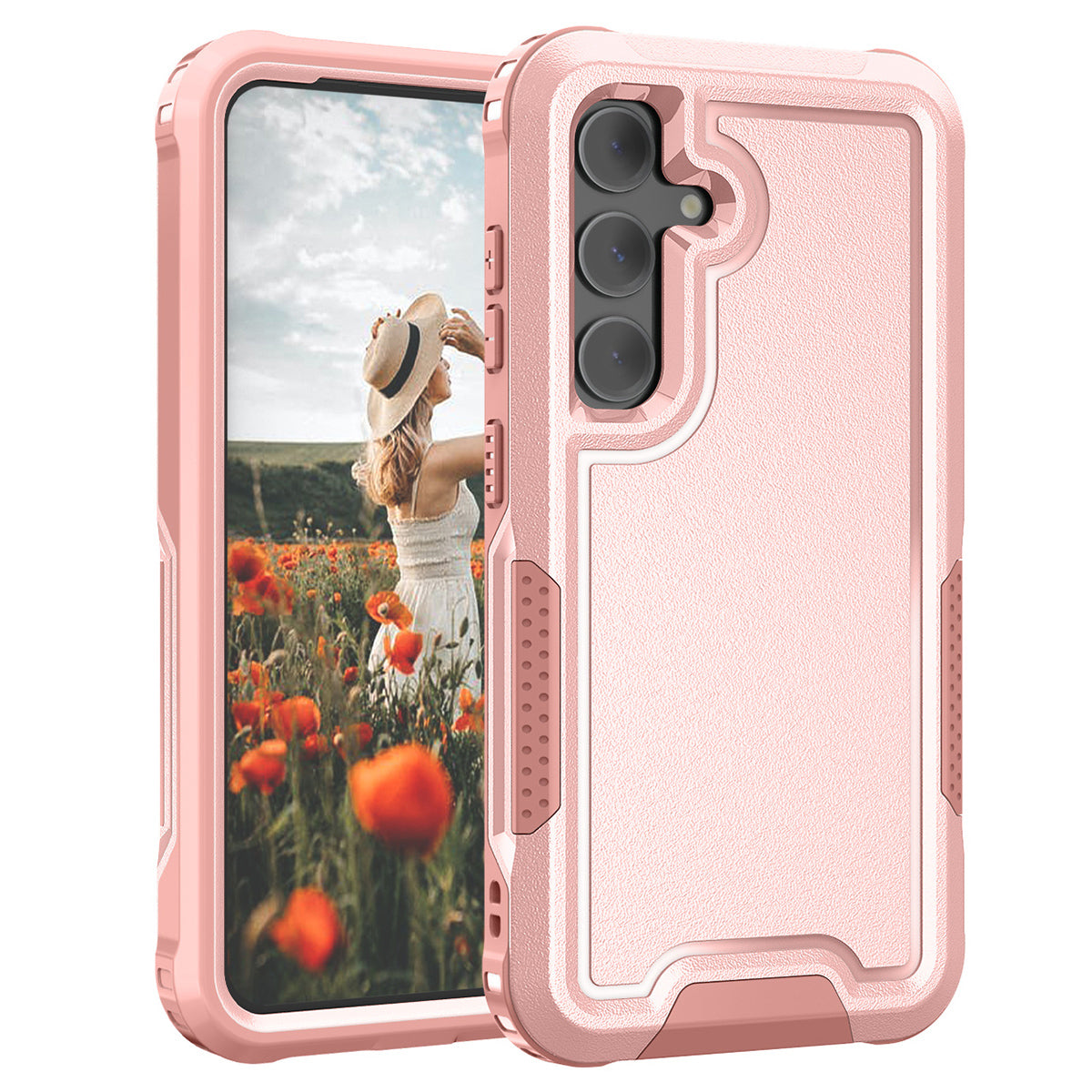 Style F1 For Samsung Galaxy S24 PC + TPU Case Anti-skid Shockproof Protective Cover - Pink