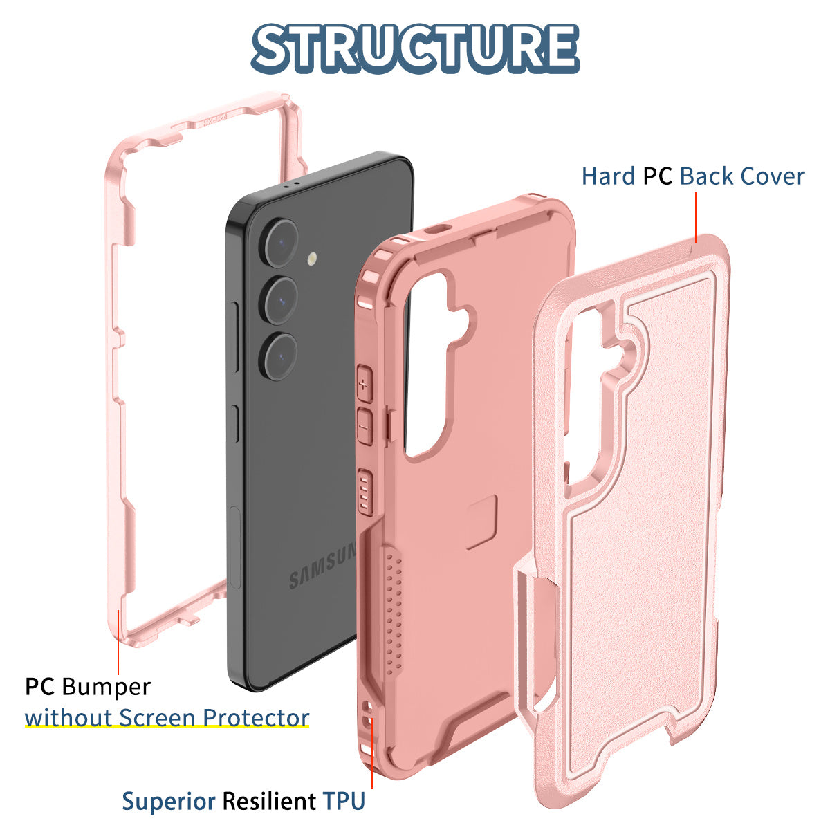 Style F1 For Samsung Galaxy S24 PC + TPU Case Anti-skid Shockproof Protective Cover - Pink