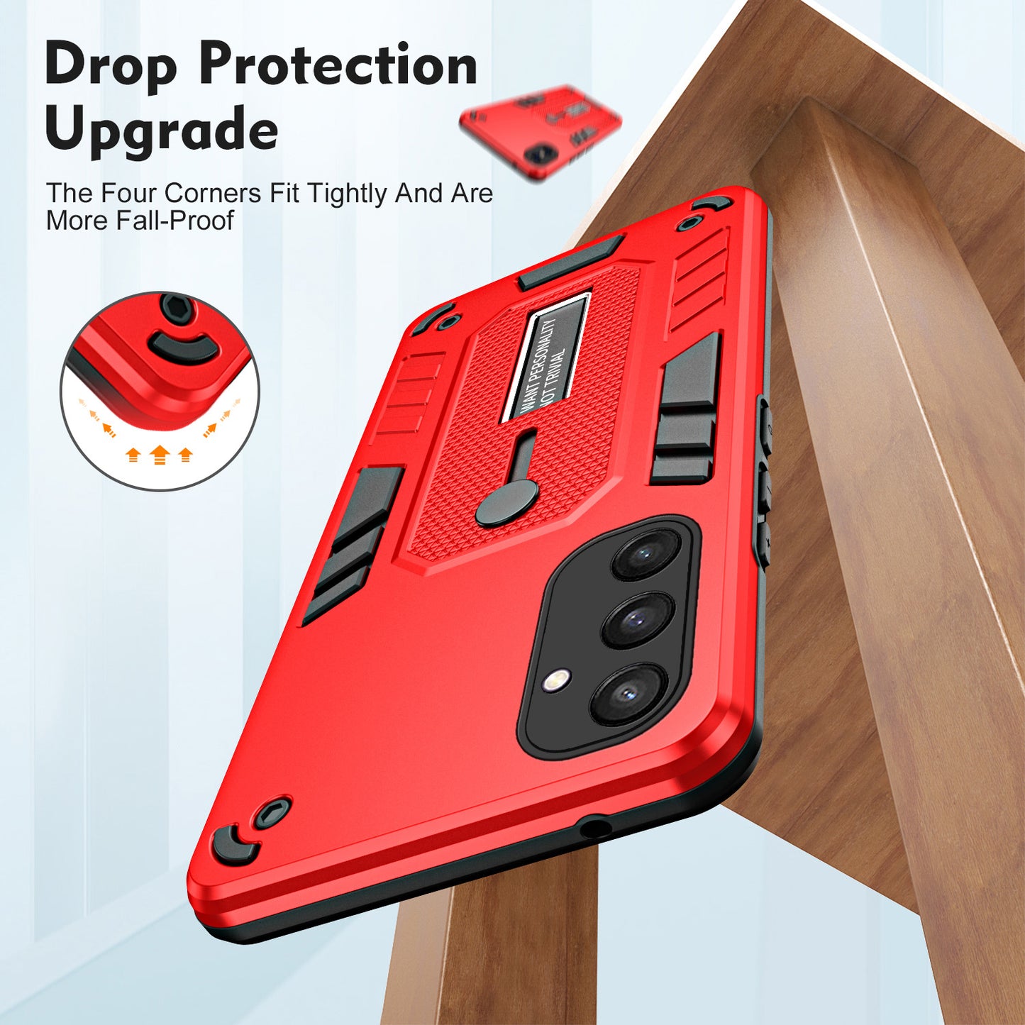 For Samsung Galaxy S24 Case Kickstand Finger Ring Strap PC+TPU Non-slip Phone Back Cover - Red