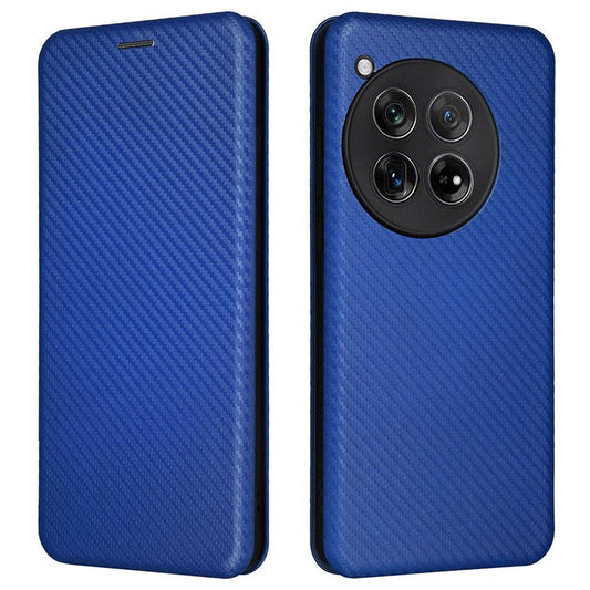 For OnePlus 12 5G Leather Phone Case with Card Slots Stand - Blue