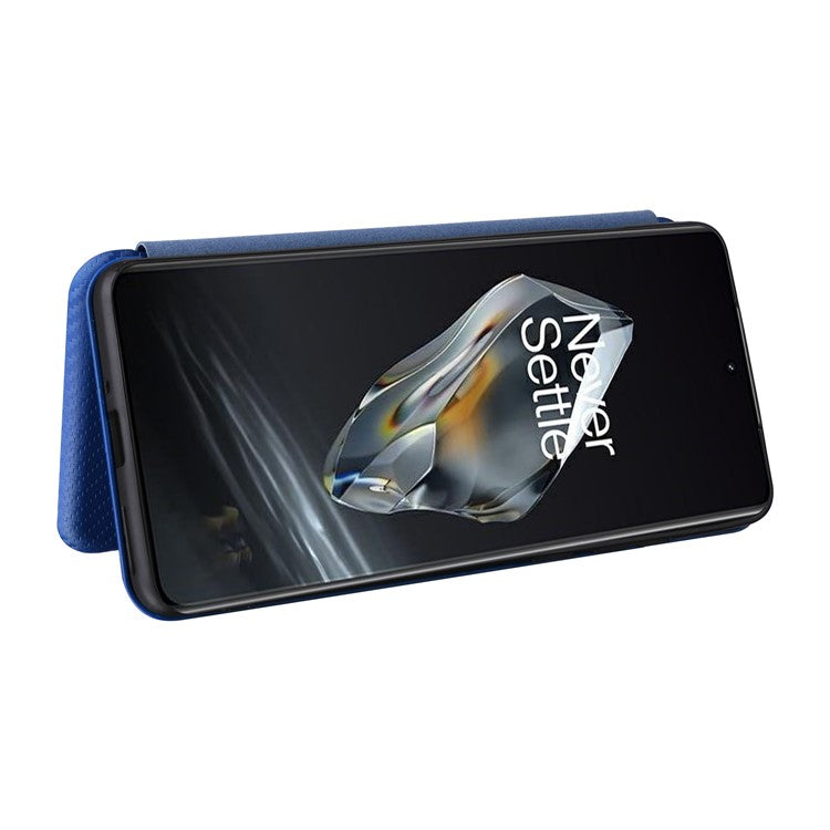 For OnePlus 12 5G Leather Phone Case with Card Slots Stand - Blue