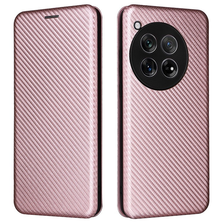 For OnePlus 12 5G Leather Phone Case with Card Slots Stand - Rose Gold