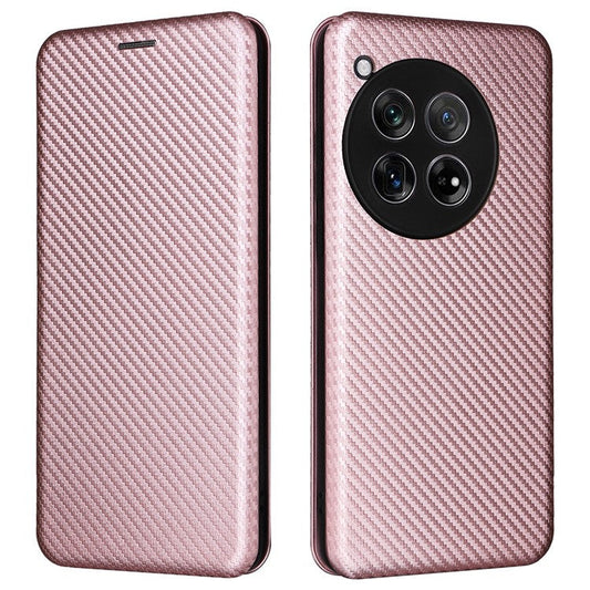 For OnePlus 12 5G Leather Phone Case with Card Slots Stand - Rose Gold