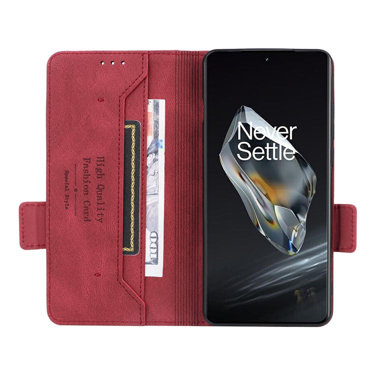 For OnePlus 12 5G Leather Case Wallet Phone Cover Hardware Decor - Rose