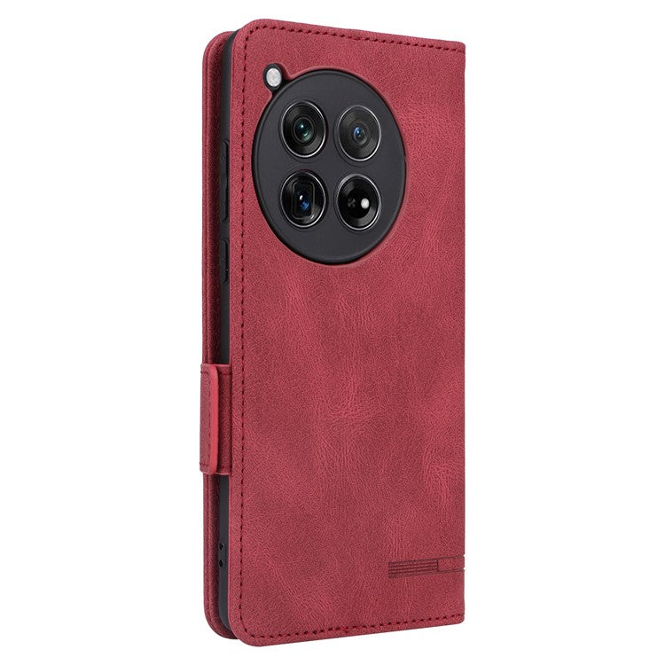 For OnePlus 12 5G Leather Case Wallet Phone Cover Hardware Decor - Rose