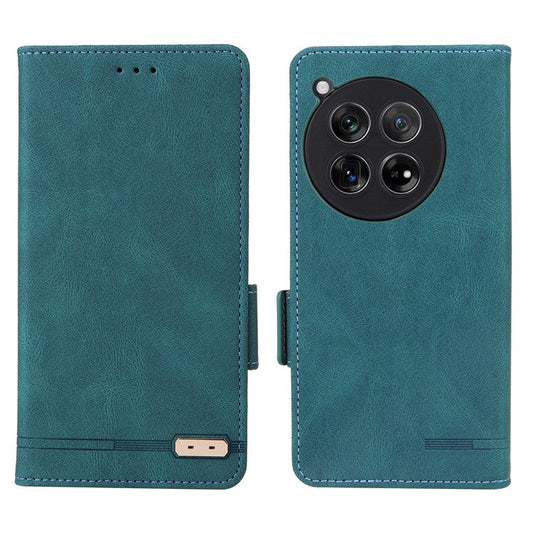 For OnePlus 12 5G Leather Case Wallet Phone Cover Hardware Decor - Blue