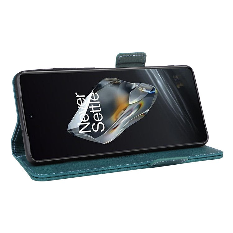 For OnePlus 12 5G Leather Case Wallet Phone Cover Hardware Decor - Blue
