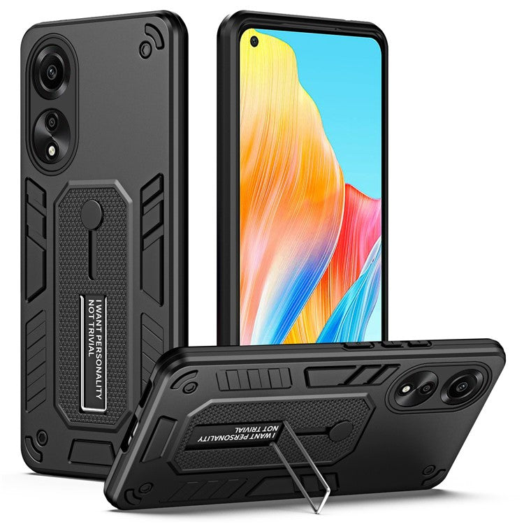 Phone Case for Oppo A78 4G TPU+PC Protective Cover Metal Kickstand - Black