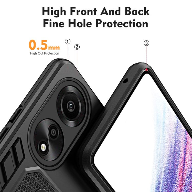 Phone Case for Oppo A78 4G TPU+PC Protective Cover Metal Kickstand - Black