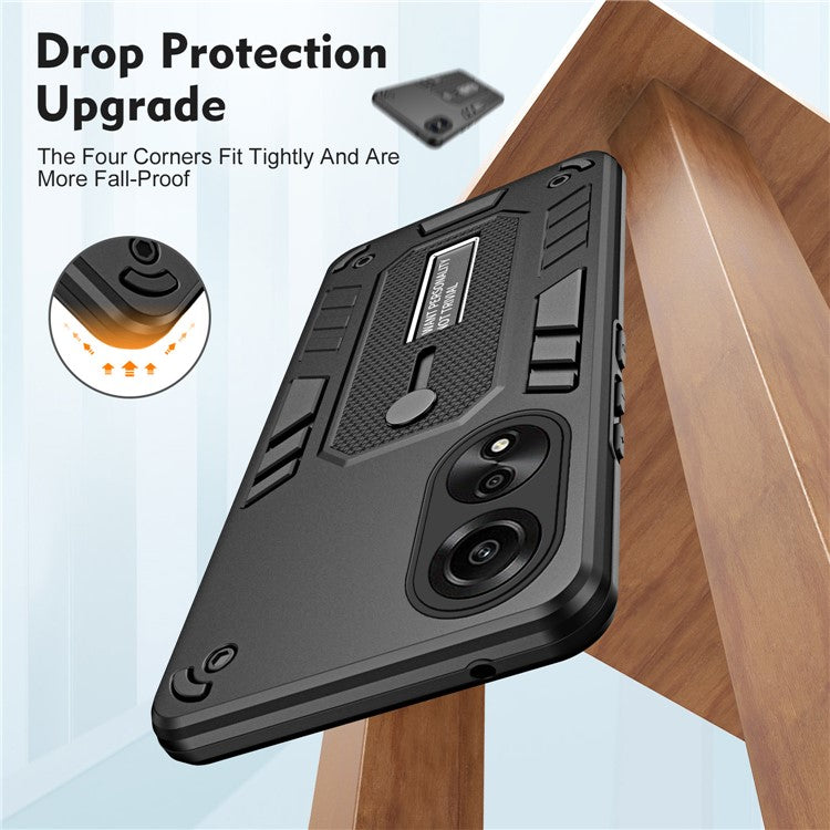 Phone Case for Oppo A78 4G TPU+PC Protective Cover Metal Kickstand - Black
