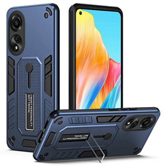 Phone Case for Oppo A78 4G TPU+PC Protective Cover Metal Kickstand - Blue