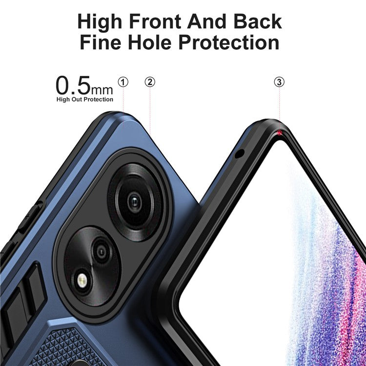 Phone Case for Oppo A78 4G TPU+PC Protective Cover Metal Kickstand - Blue