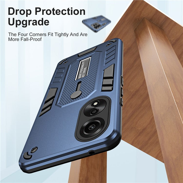 Phone Case for Oppo A78 4G TPU+PC Protective Cover Metal Kickstand - Blue
