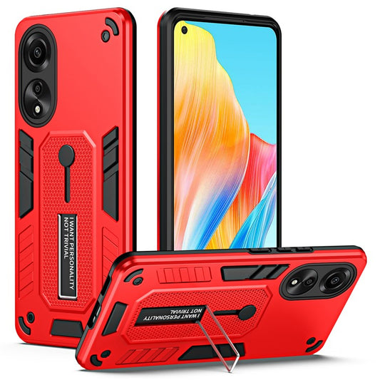 Phone Case for Oppo A78 4G TPU+PC Protective Cover Metal Kickstand - Red