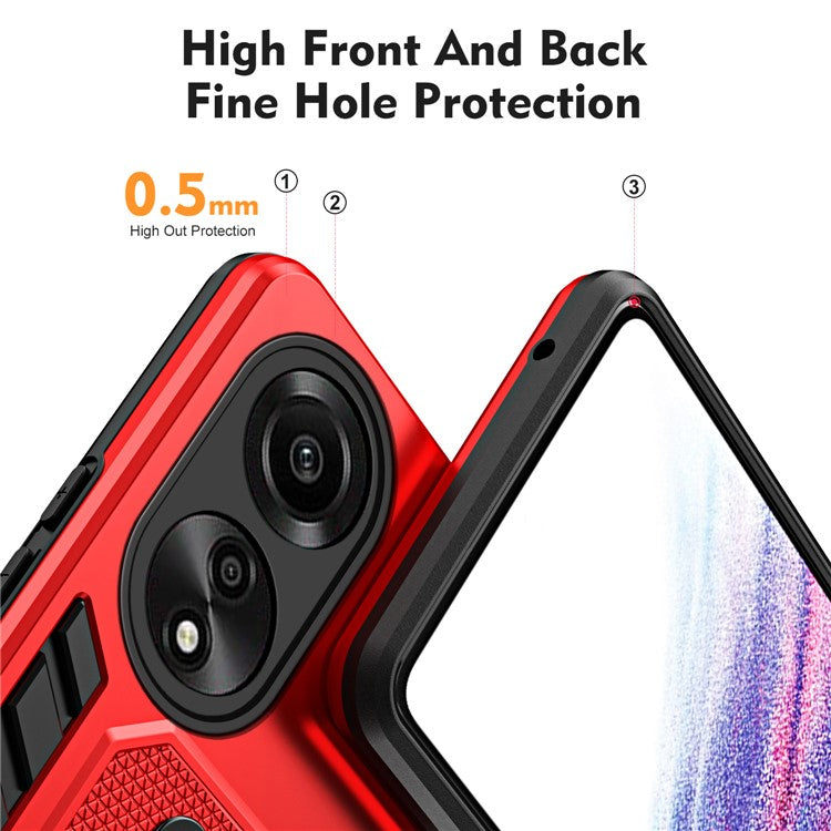 Phone Case for Oppo A78 4G TPU+PC Protective Cover Metal Kickstand - Red