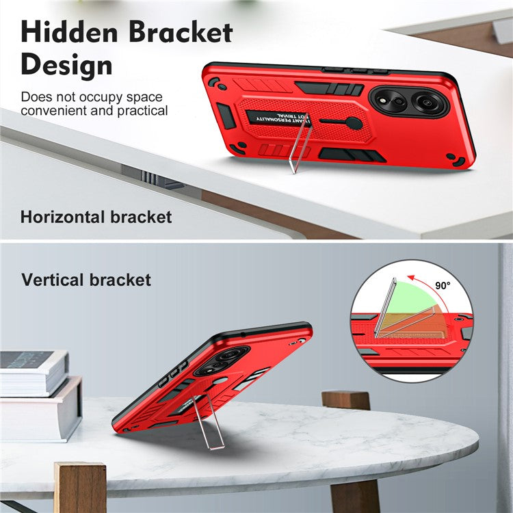 Phone Case for Oppo A78 4G TPU+PC Protective Cover Metal Kickstand - Red