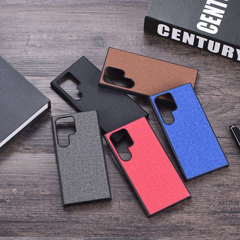 For Samsung Galaxy S24 Ultra Cell Phone Case Drop-resistant Cloth+Hard PC Protective Back Cover - Brown