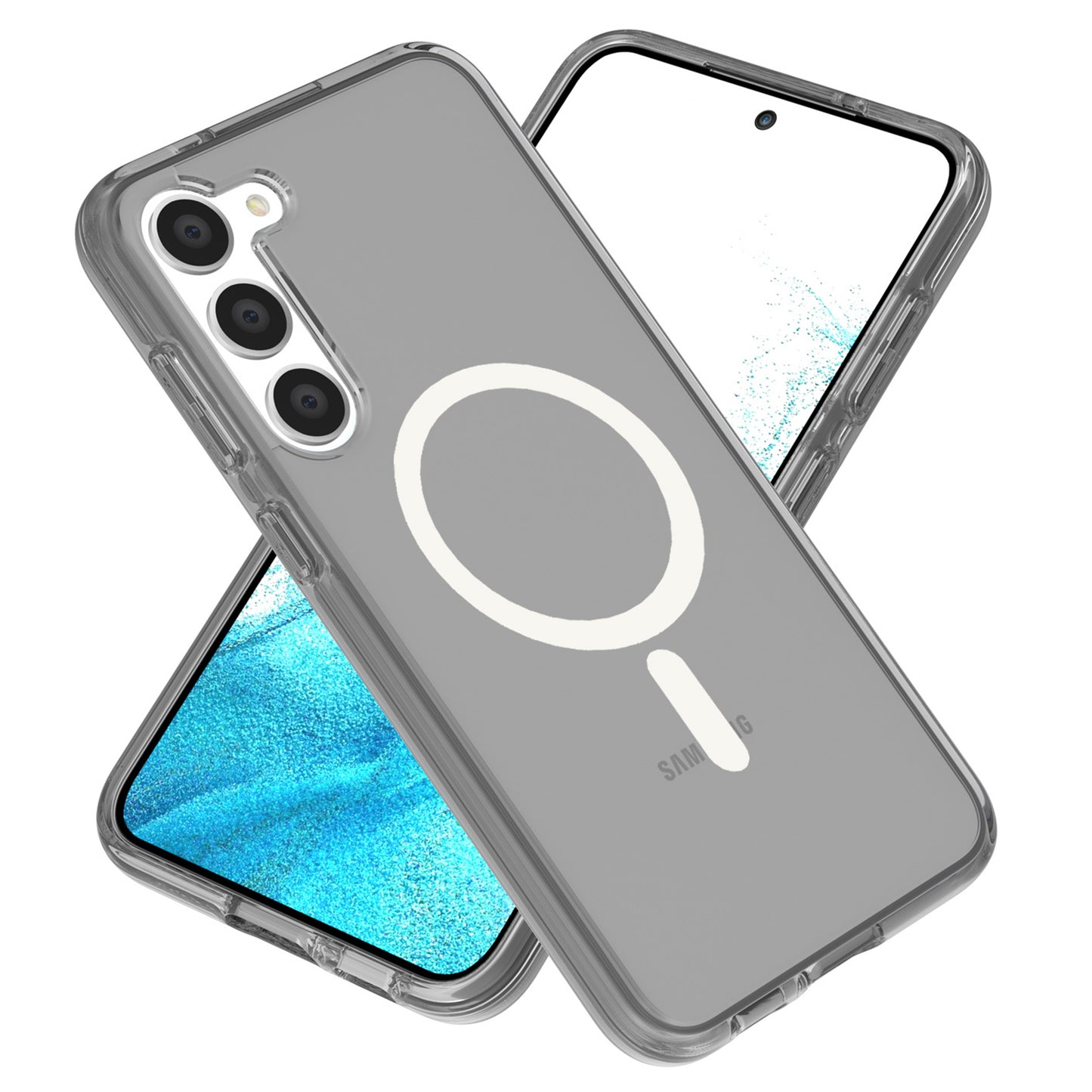 For Samsung Galaxy S24+ Magnetic Case Slim-Fit Hard PC Soft TPU Protective Back Shell - Transparent Black