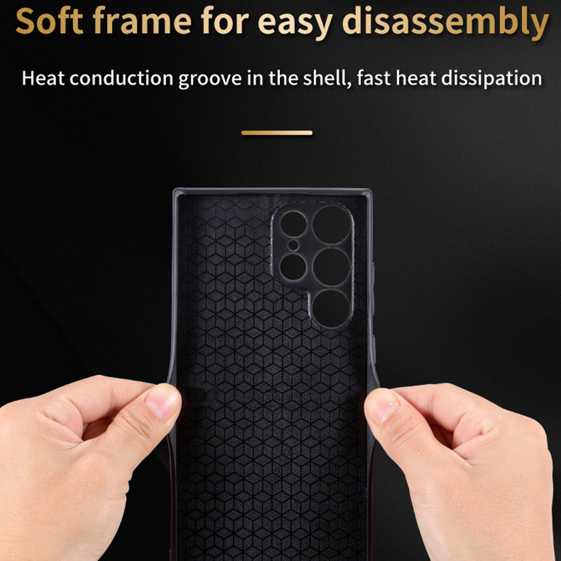 AZNS For Samsung Galaxy S24 Ultra Cell Phone Case Imprint PU Leather+TPU Drop-proof Cover - Black