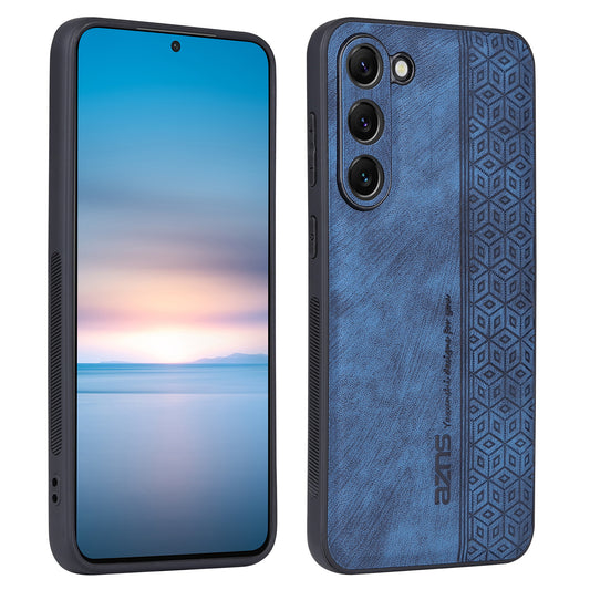 AZNS For Samsung Galaxy S24+ Imprinted Case PU Leather+TPU Mobile Phone Guard Cover - Blue