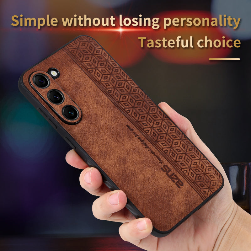 AZNS For Samsung Galaxy S24 Case Imprinted PU Leather+TPU Shock Absorbing Smartphone Shell - Purple