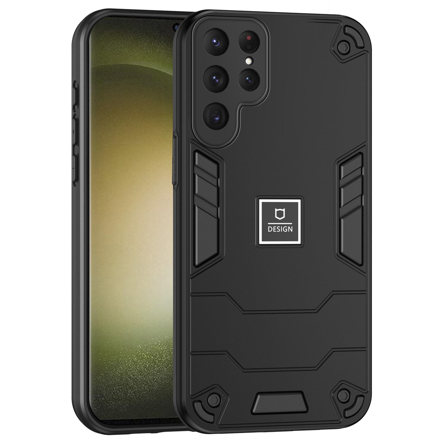 2 in 1 Case for Samsung Galaxy S24 Ultra PC + TPU Shockproof Protection Cell Phone Cover - Black
