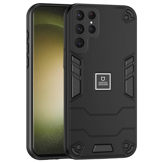 2 in 1 Case for Samsung Galaxy S24 Ultra PC + TPU Shockproof Protection Cell Phone Cover - Black