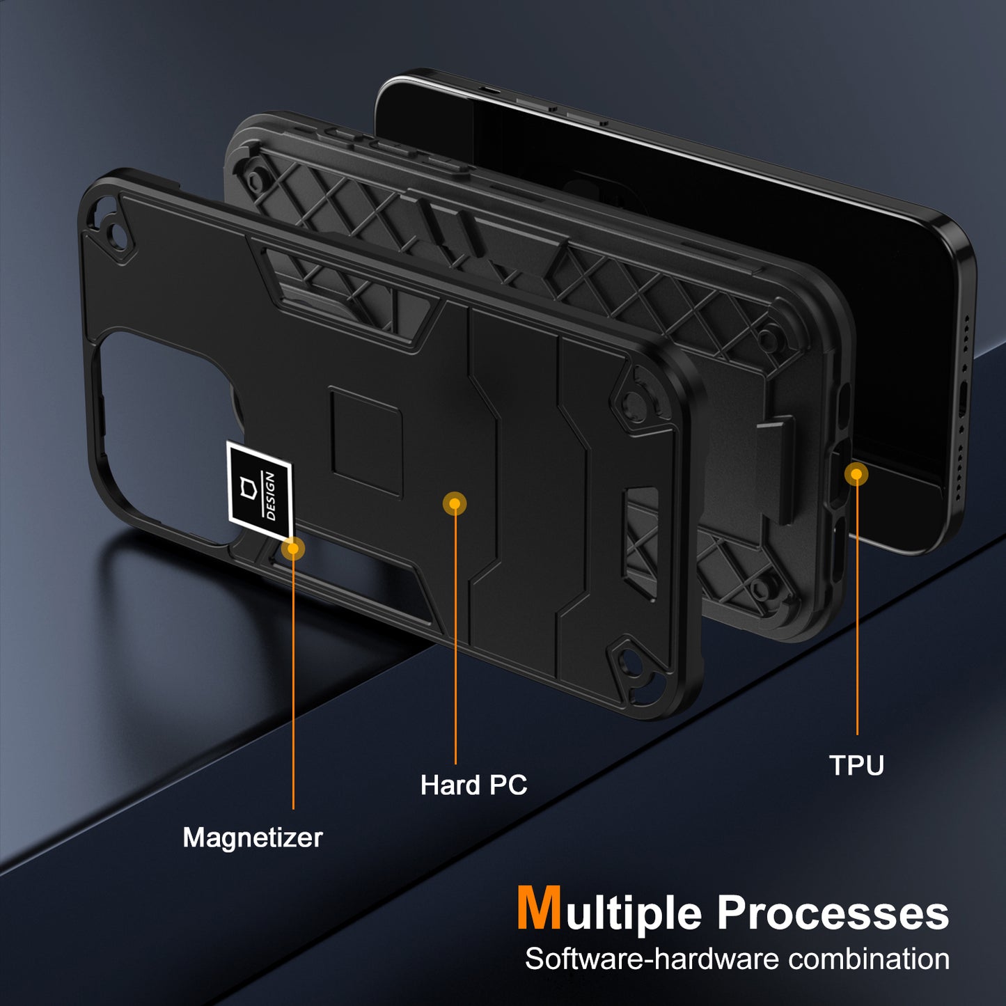 2 in 1 Case for Samsung Galaxy S24 Ultra PC + TPU Shockproof Protection Cell Phone Cover - Black